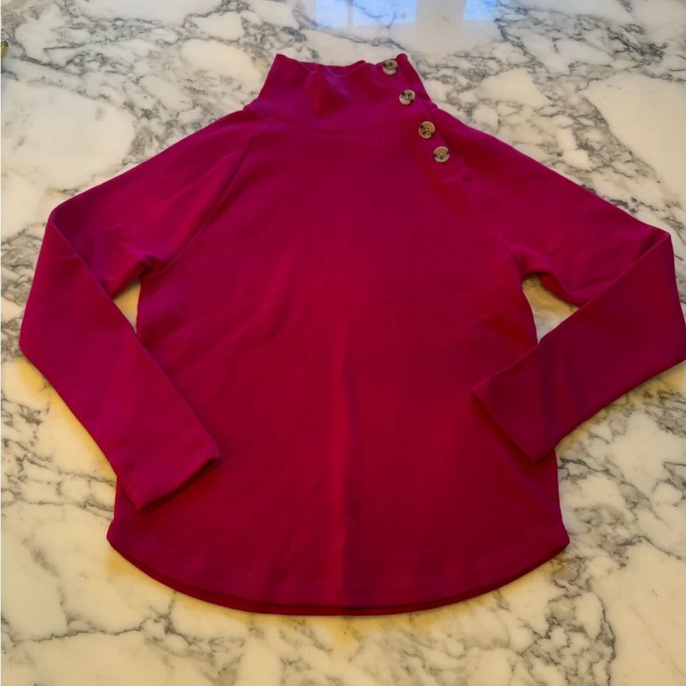 NWOT Jcrew wide button collar sweatshirt rasberry pink Sz XS marks inside collar - Picture 2 of 8